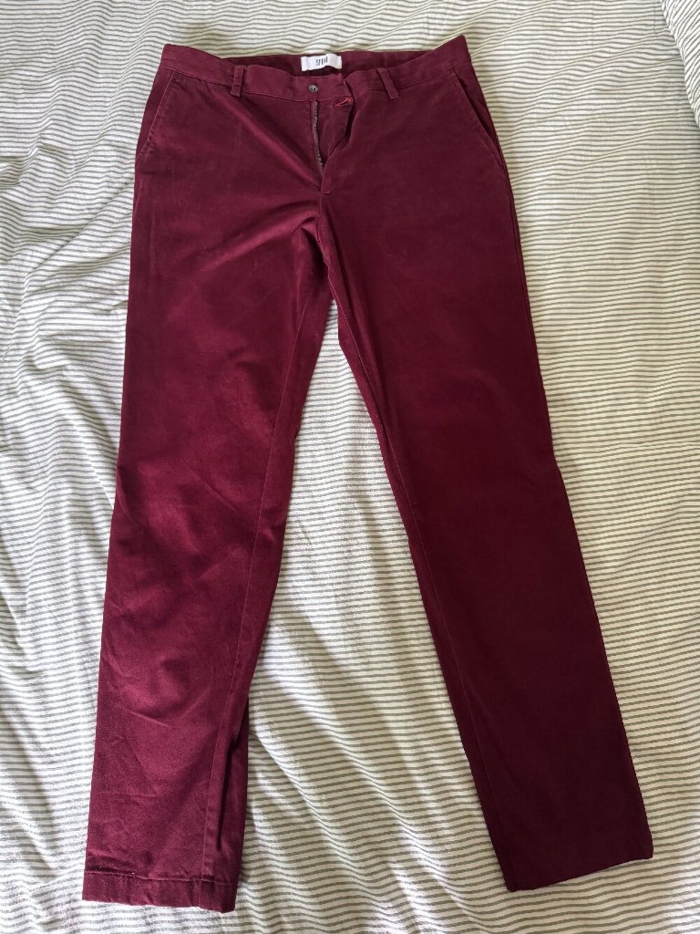 Spoke London Burgundy Slim Chino | 32x32 | Cotton Stretch | EUC